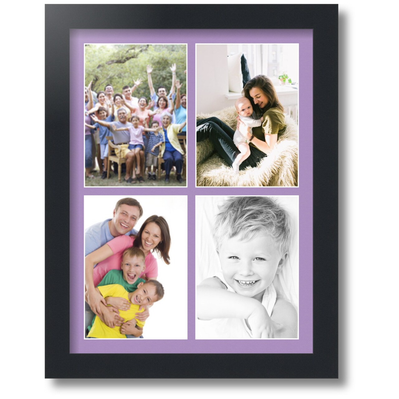 ArtToFrames Collage Photo Picture Frame with 4 - 5x7 inch Openings, Framed in Black with Over 62 Mat Color Options and Regular Glass (CSM-3926-2153)